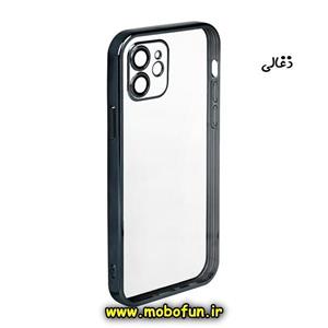 قاب گوشی iPhone 12 آیفون طرح ژله ای الکتروپلیتینگ محافظ لنز دار اورجینال یونیک کیس Unique Case ذغالی کد 282 