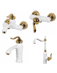 ست چهار تکه شیرالات کسری مدل دانوب سفید طلایی