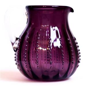 پارچ شیشه ای خمره ای نگینی بنفش