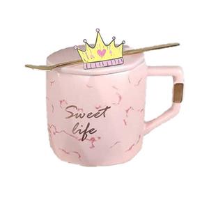 ماگ سرامیکی  قاشق دار  طرح ماربل