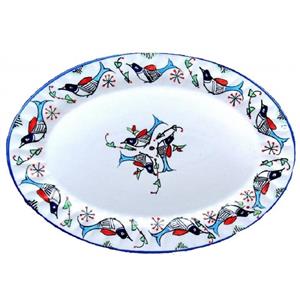 دیس بیضی بزرگ نقش مرغی رنگی