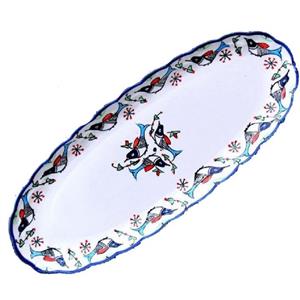 دیس ماهی خوری متوسط نقش مرغی رنگی