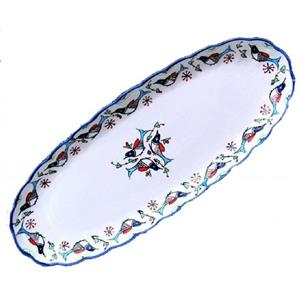 دیس ماهی خوری بزرگ نقش مرغی رنگی