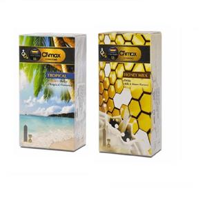 کاندوم کلایمکس مدل Tropical 11بسته 12 عددی به همراه \t کاندوم کلایمکس مدل Honey Milk  بسته 12 عددی