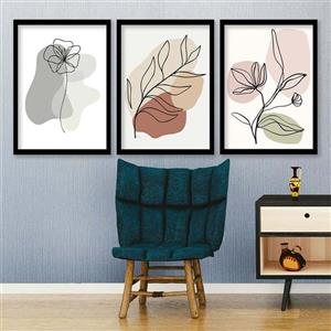 تابلو مدل دکوراتیو گل و برگ طرح 725 مجموعه 3 عددی