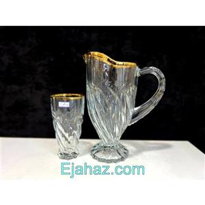 سرویس پارچ و لیوان 7 پارچه  مجستی مدل دنس لب طلا