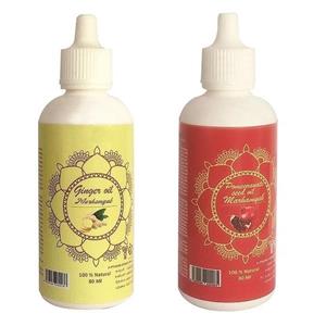 روغن تقویت کننده مو، مژه و ابرو مرهم یاب مدل هسته انار و زنجبیل حجم 80 میلی لیتر مجموعه 2 عددی