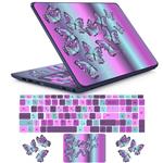 استیکر لپ تاپ راتیانا مدل violet butterfly مناسب برای لپ تاپ 15 تا 17 اینچ به همراه برچسب حروف فارسی کیبورد