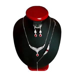 نیم ست نقره زنانه مدل یاقوت کد P2300 -