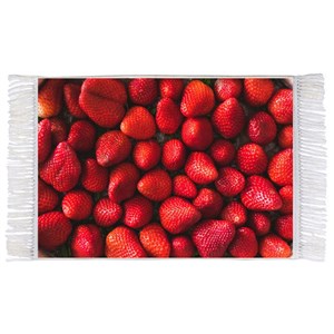فرش ماشینی دیوارکوب اطلس آبی طرح میوه توت فرنگی مدل T1892