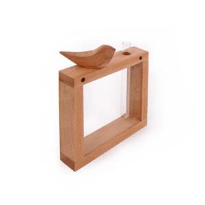 گلدان شیشه ای آرانیک مدل قاب چوبی طرح پرنده کد 1016400019