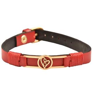 دستبند چرمی کهن چرم طرح قلب مدل BR95-2 Kohan Charm BR95-2 Heart Leather Bracelet