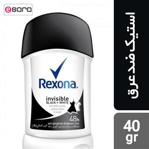 استیک ضد تعریق رکسونا مدل Invisible Black And White مقدار 40 گرم Rexona Invisible Black And White Stick Deodorant 40g