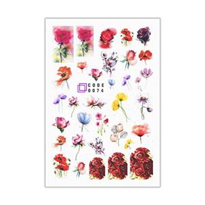 برچسب لنز ناخن مدل گل آبرنگی کد 74