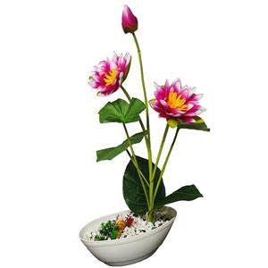 گلدان به همراه گل مصنوعی مدل نیلوفر آبی