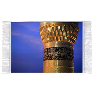 فرش ماشینی دیوارکوب اطلس آبی طرح گلدسته حرم امام حسین مدل T2408