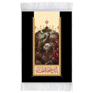 فرش ماشینی دیوارکوب اطلس آبی طرح یا اباعبدالله حسین مدل T2424