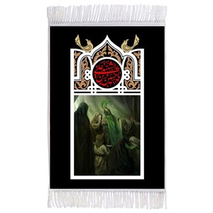 فرش ماشینی دیوارکوب اطلس آبی طرح یا حسین بن علی شهید مدل T2312