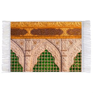 فرش ماشینی دیوارکوب اطلس آبی طرح ضریح حرم امام حسین مدل T2485