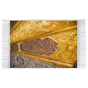 فرش ماشینی دیوارکوب اطلس آبی طرح ضریح حرم امام حسین مدل T2487