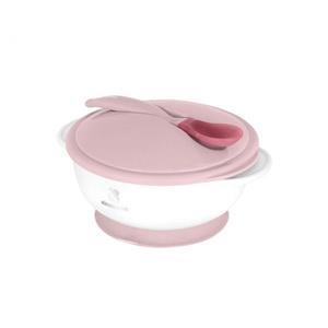 ظرف غذا صورتی با قاشق کیکابو kikkaboo pink bowl suction 