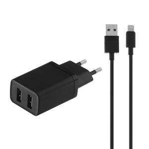 شارژر دیواری دبلیو یو دبلیو مدل T33 به‌ همراه کابل تبدیل لایتنینگ