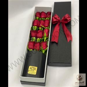 باکس گل رز قرمز 12 شاخه | کد: ZNB-178P