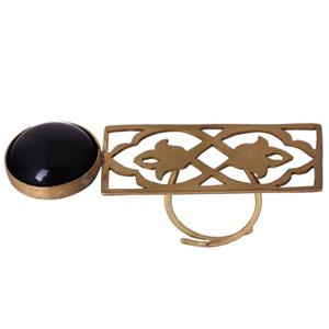 انگشتر گالری نیلکا طرح بلند با عقیق مشکی مدل 00-38 Nilka Gallery 38-00 Long With Back Onyx Ring