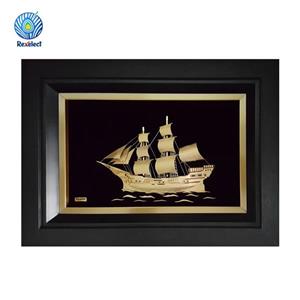 تابلو طلاکوب گالری الون طرح کشتی بادبانی کد 198178 Alone 198178 Sailing ship Golden Tableau