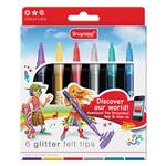 ماژیک 6 رنگ متالیک برونزیل مدل glitter felt tips