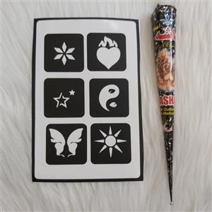 حنا طراحی و شابلون تتو موقت مدل hasha113 -