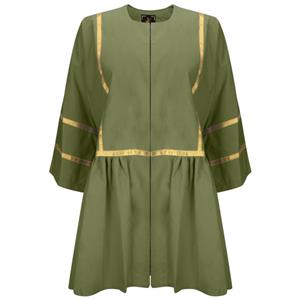 مانتو زنانه مدل عروسکی خرج کار نوار هندی رنگ سبز