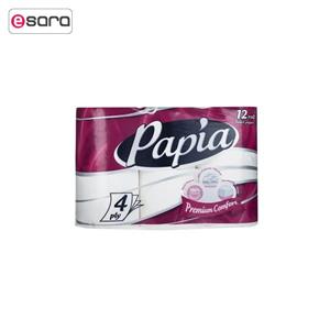 دستمال توالت پاپیا مدل Premium Comfort بسته 12 عددی Papia Premium Comfort Toilet Tissues 12pcs