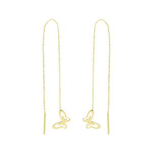 گوشواره طلا 18 عیار زنانه مدل گوشواره بخیه ای طرح پروانه GE008 -