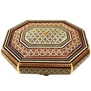شکلات خوری خاتم کاری مدل داخل شیشه ای طرح 8 ضلعی کشیده کد Drawn Octagon -