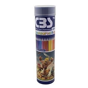 مداد رنگی 24 رنگ استوانه ای فلزی طرح کلش مدل JM490-24 سی بی اس