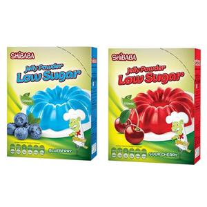 پودر ژله کم شکر بلوبری و البالو شیبابا -60 گرم مجموعه 2 عددی