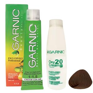 رنگ مو گارنیک شماره 7.35 حجم 120 میلی لیتر رنگ بلوند تنباکویی روشن به همراه اکسیدان مدل 20vol شش درصدی حجم 180 میلی لیتر