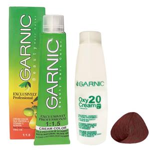 رنگ مو گارنیک شماره 6.558 حجم 120 میلی لیتر رنگ گیلاسی روشن به همراه اکسیدان مدل 20vol شش درصدی حجم 180 میلی لیتر