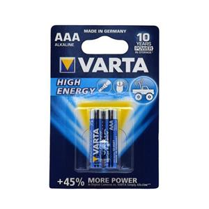باتری نیم قلمی وارتا مدل High Energy Alkaline LR03AAA بسته 2 عددی Varta Battery Pack of 