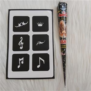 حنا طراحی و شابلون تتو موقت مدل hasha116 مجموعه 7 عددی