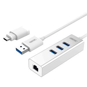 هاب USB 3.0 با تبدیل پورت شبکه و USB نوع C یونیتک مدل Y-3083B                                         Unitek Y-3083B USB 3.0 With Ethernet Converter And USB Type-C Hub
