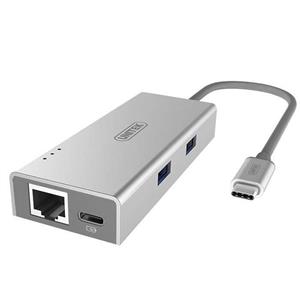 هاب USB 3 Type-C دو پورت به همراه پورت شبکه یونیتک مدل Y-9106                                         Unitek Y-9106 2 Port USB 3.0 Aluminium Hub + Ethernet Converter 