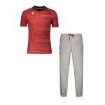 ست تی شرت و شلوار ورزشی مردانه مکرون مدل دنیل رم رنگ قرمز