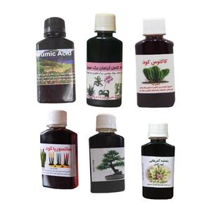 کود مایع گیاهان برگ سبز و کاکتوس و بنفشه آفریقایی و سانسوریا و بن سای و هیومیک اسید مدل 1001 حجم 120 میلی لیتر بسته 6 عددی