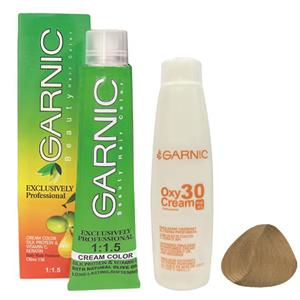 رنگ مو گارنیک شماره 8.77 حجم 120 میلی لیتر رنگ بلوند شنی روشن به همراه اکسیدان مدل 30vol نه درصدی حجم 180 میلی لیتر