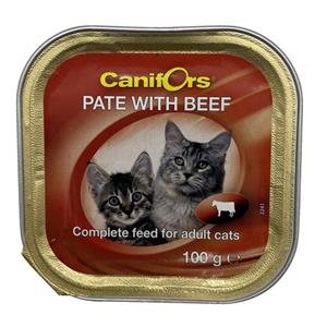 غذای کنسرو گربه کانی فورس مدل pate Beef وزن 100 گرم 