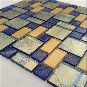 کاشی شیشه ای 1731 طلایی سرمه ای 30*30 بهینا تایل