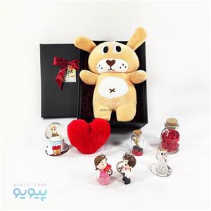 پک هدیه با عروسک خرس مخمل کشی