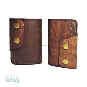 جا کارتی چرم قفل دار طرح دو دکمه